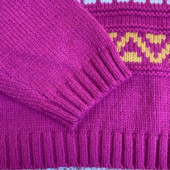 Universal Thread Fuchsia Pink Knitted Fair Isle Sweater Cropped Mock Neck Sz L - Picture 14 of 14